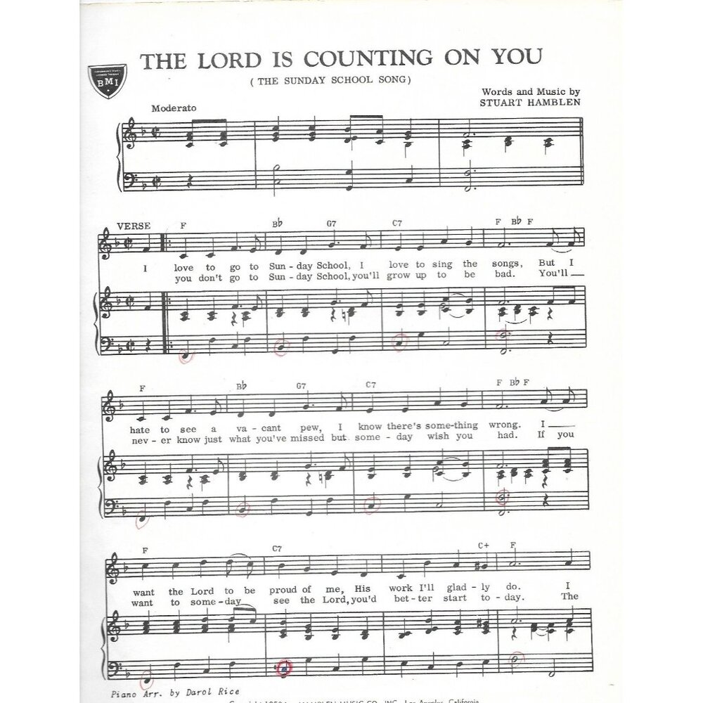 1953 The Lord Is Counting On You Stuart Hamblen Gospel Sheet Music Roy Rogers - Picture 3 of 3